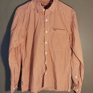 Simms orange plaid fishing long sleeves  shirt